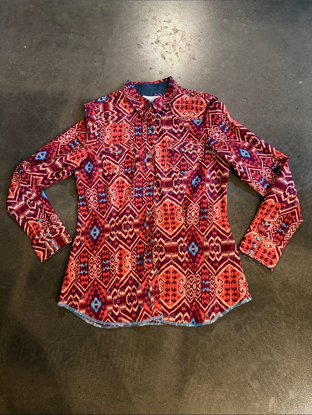 Tin Haul Red and Blue Geometric Button-Down Shirt